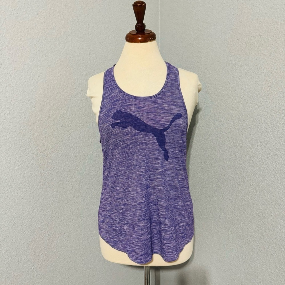 Puma Purple Athletic Sporty Muscle Women Shirt with‎ Printed Logo Size S